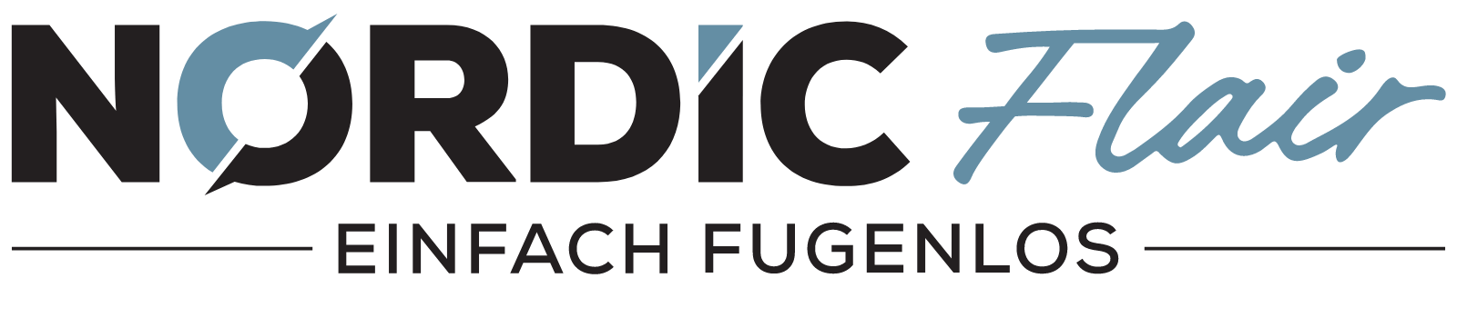 Logo von Nordic Flair mit dem Slogan "Einfach fugenlos"